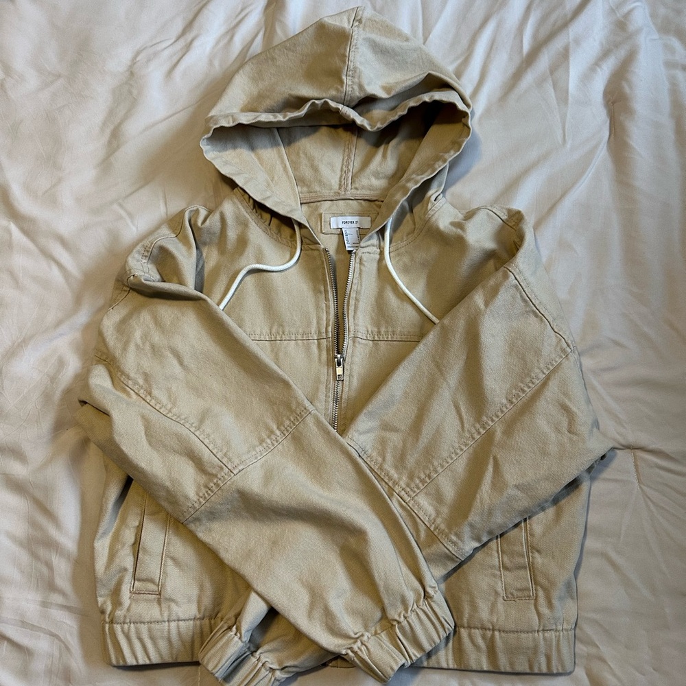 Beige Bomber Jacket